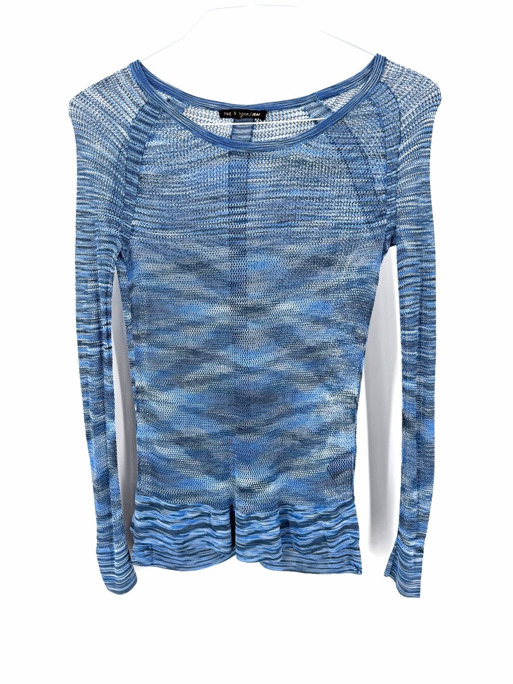 Rag & Bone Blue Y2K Mesh Pullover Crewneck Long Sleeve - Picture 2 of 6
